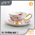 Luxury promotion tea cup and saucer wholesale with gold hand